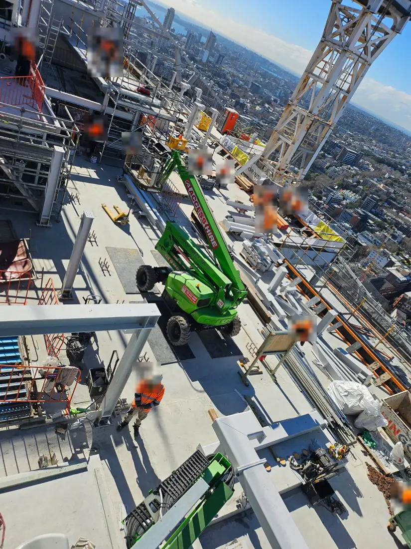 Rooftop steel installation on a Sydney high-rise